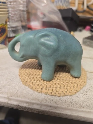Van Briggle Pottery Elephant Matte Blue