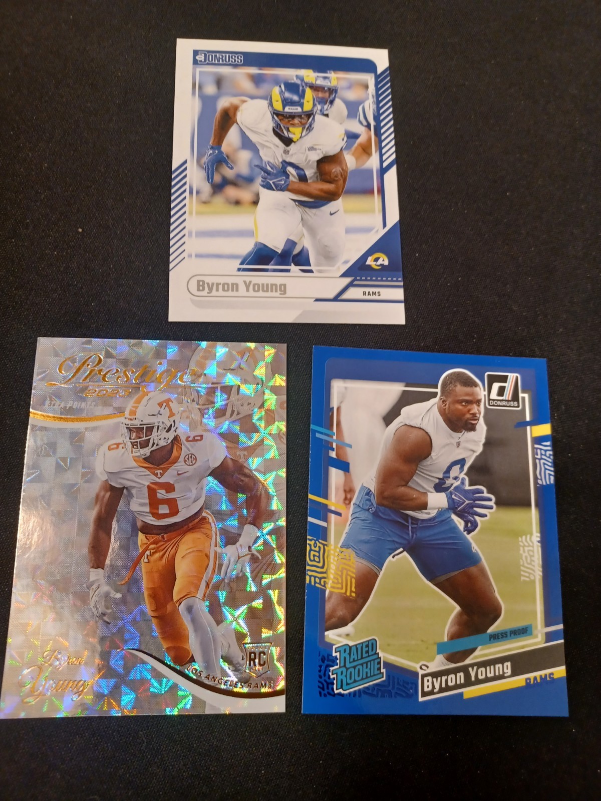 2023 Donruss Byron Young RC Press Proof Blue Rated Rookie #355 Rams & Others