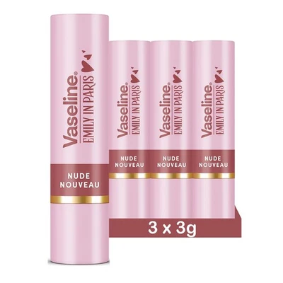 VASELINE x EMILY IN PARIS Nude Nouveau | Baume à lèvres teinté Stick (Lot de 3) - Photo 1/4
