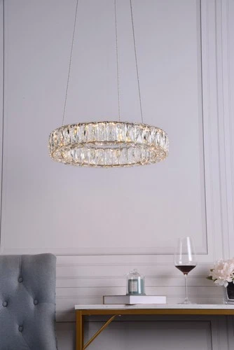 Elegant Lighting 3503D17 Monroe 18"W LED Crystal Ring Chandelier - Gold - Picture 12 of 12