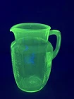 Vintage ANCHOR HOCKING Uranium Glass Pitcher Princess Pattern 1930s