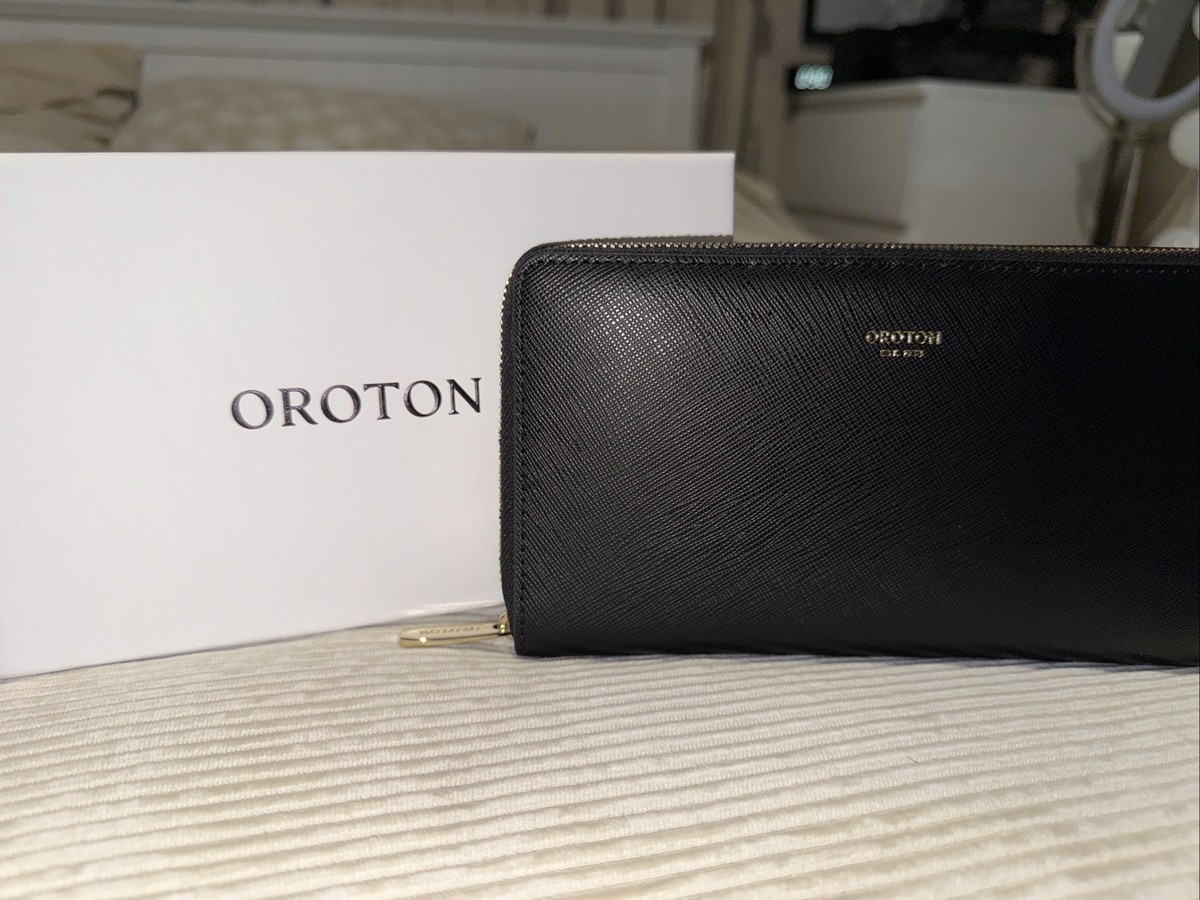 BRAND NEW* OROTON INEZ ZIP BOOK BLACK MEDIUM WOMENS WALLET