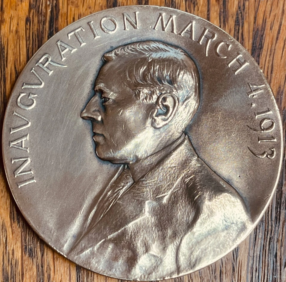 Medalla Inaugural Oficial de Bronce del Presidente Woodrow Wilson 1913 Como Nueva de Estados Unidos Foto 2 de 4