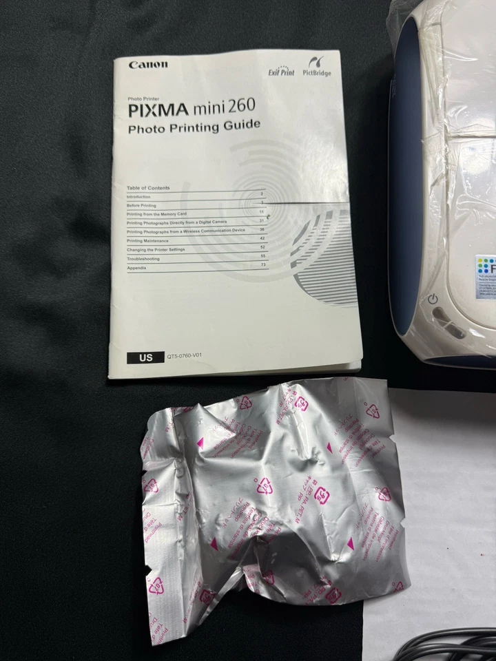 Canon PIXMA Mini 260 Compact Photo Printer – New Open Box, Power Supply & Manual - Image 2 of 4