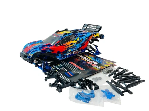 Upgraded Traxxas Rustler 4x4 Vxl Roller Slider 1/10 Chassis Rc Truck