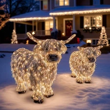 Cow Christmas Highland Cow Outdoor Christmas Decor 3D Light up Highland Cow