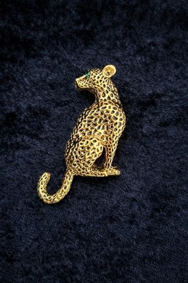Gepard Brosche goldfarben Vintage inspiriert Schmuck Geschenk Brosche 
