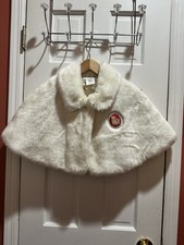 Disney Cream Faux Fur Girls' Cape with Embroidered Patch