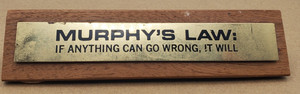 Vintage Murphy's Law Wooden Desk Sign by Benjor Solid Walnut 5.5"