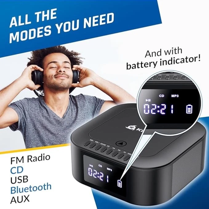 CD Player BASS Boost mit Tieftöner FM Radio MP3 Bluetooth AUX USB Kompakt - Bild 3 von 4