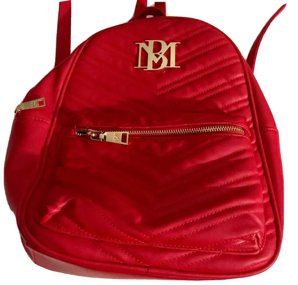 NEVER USED QUILTED BADGLEY MISCHKA SIGNATURE BACKPACK RED  display picture 2