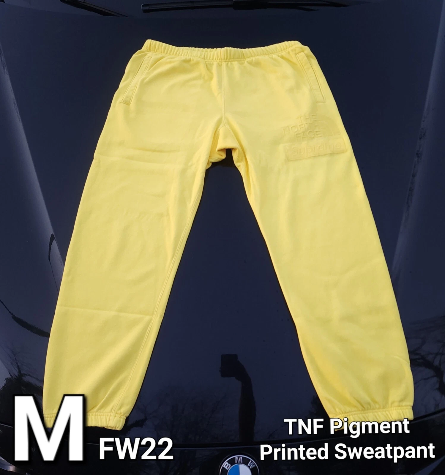 Pantalon de survêtement imprimé pigment Supreme The North Face jaune taille moyenne FW22 TNF sueur