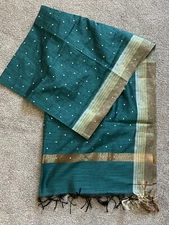 Teal And Gold With Embellishments ~ Shawl, Wrap, Scarf, Pashmina-Type Free Ship!