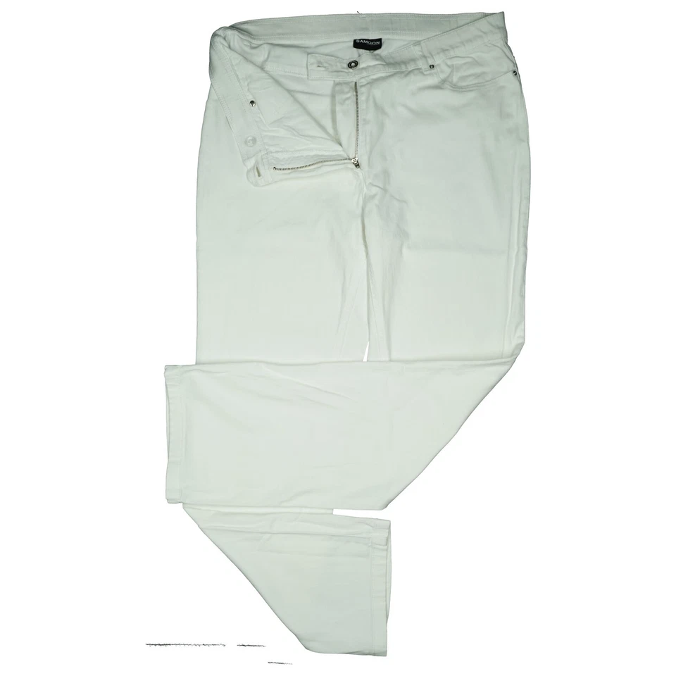 Samoon 46 Jeans Hose weiß Damen stretch straight Leg Praxis high Rise W34 L32 XL - Bild 2 von 4