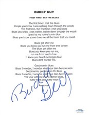 Buddy Guy Signed Autographed First Time I Met The Blues Lyric Sheet ACOA COA