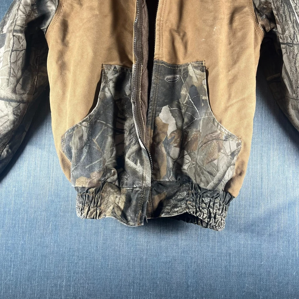 Jaqueta RedHead Masculina Marrom Verde Camuflagem Manga Longa Com Capuz Zíper Completo Tamanho M Algodão - Imagem 3 de 4