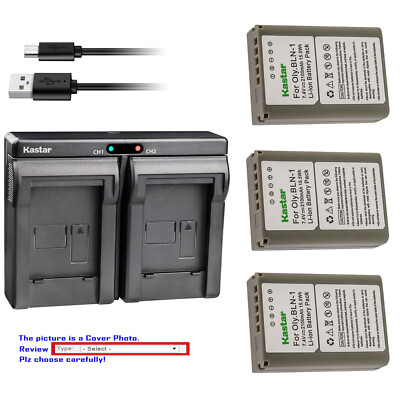 Kastar Battery Dual USB Charger for Olympus BLN-1 BLN1 Olympus PEN E-P5 Camera