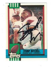 Stump Mitchell AUTOGRAPH 1990 Topps Tiffany FOOTBALL CARD SIGNED St Louis 