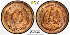 1941 Mo Mexico 1 Centavo PCGS MS64 RB Attactive Toning                      2861