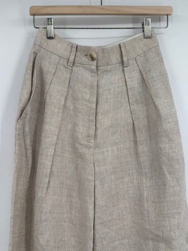 Helsa Womens Tan Linen Pleated Wide Leg Trouser Pants Sz XS NWT - Picture 2 of 8