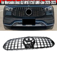 Gloss Black Front Bumper Grille For Benz GLE 350 450 580 53AMG 20-23 Aftermarket