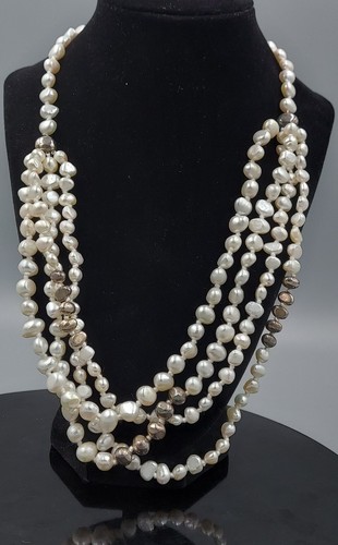 Silpada N2265  Layer Cake Freshwater Pearl & Silver Bead Necklace 22 In. A2G1792 - Picture 2 of 7