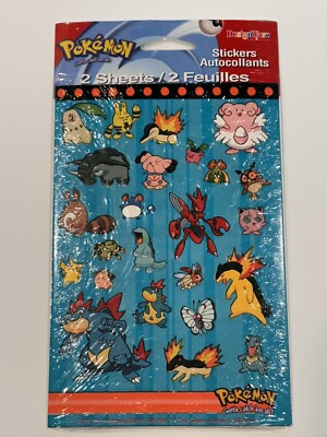 Vintage Pokemon Sticker Sheet DesignWare Stickers 2 sheets GEN 2 2000 ...