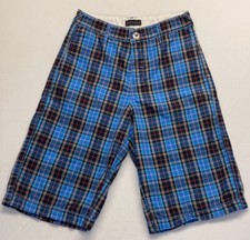 Sean John Boys Blue Black Red  Stripe Plaid  Kids Boys Shorts Size 14