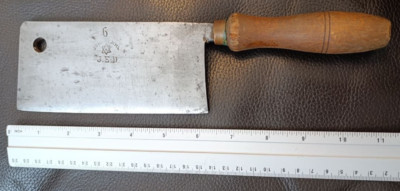 Vintage German Butcher Cleaver   J.E.D. GUSSSTAHL   Star Mark   ca. 1900s   Rare