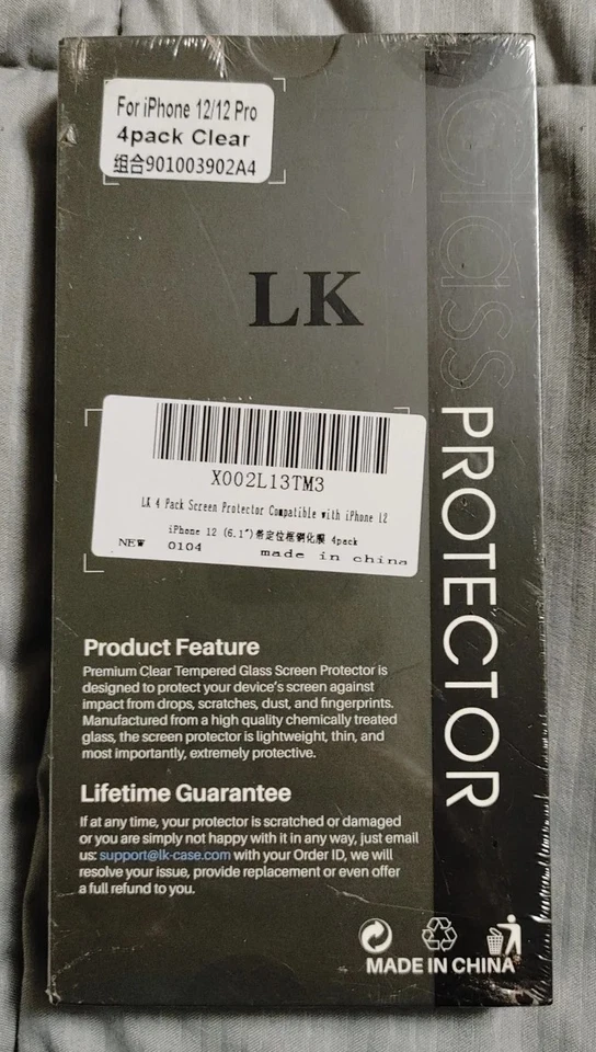 LK Premium Tempered Glass iphone-12 ×4 Pack Clear Sealed Box - Image 3 of 4