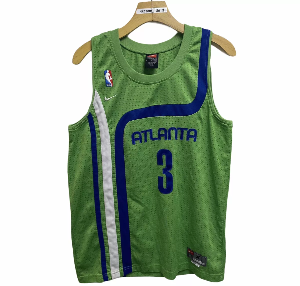 Vintage Nike Atlanta Hawks #3 Shareef Abdur-Rahim Mens XXL NBA Jersey Green
