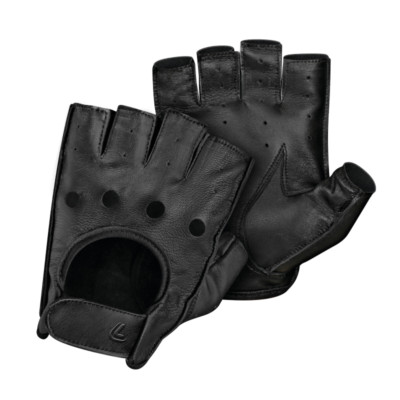 MOTORRAD HALBFINGER HANDSCHUHE AUS WEICHEM LEDER HANDGENÄHT SCHWARZ M