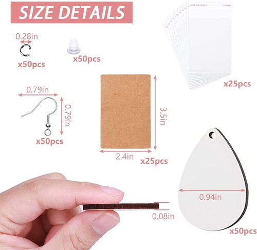250pcs Sublimation Earring Blanks & Accessories for DIY Earring Craft - Picture 2 of 5