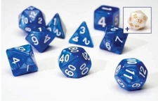 Sirius Dice Set Polyhedral - 7 Pearl Blue Acrylic + 1 Bonus D20 New In Tube