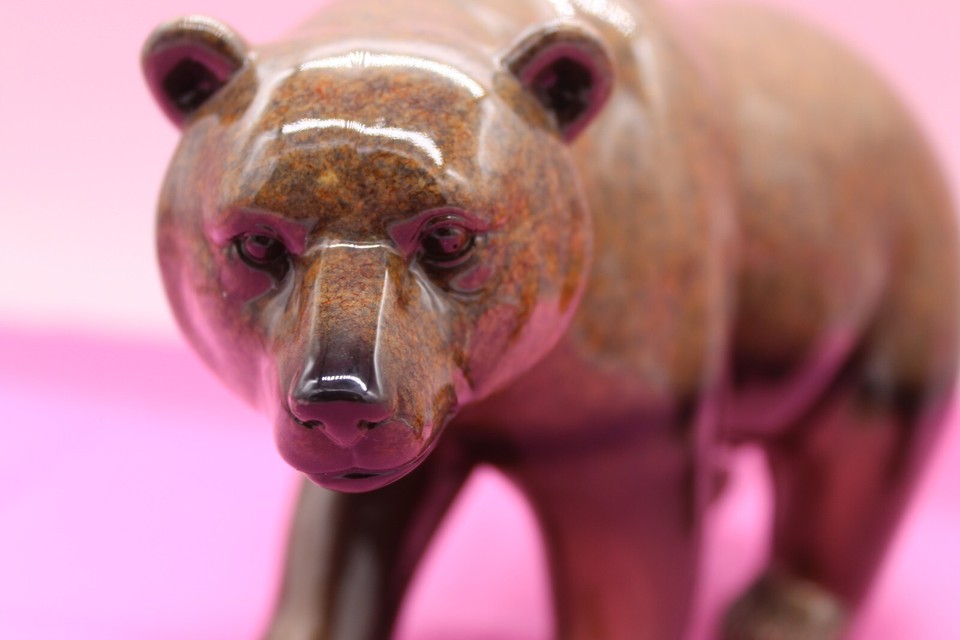 5.5 inch Mother Bear with Cub Brown Bear Figurines. Lake Cabin Glass