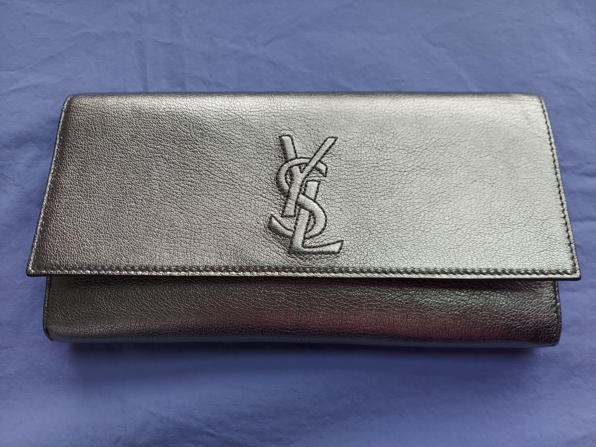 Yves Saint Laurent Belle de Jour Clutch in Metallic Silver Yves Saint Laurent Belle de Jour Clutch in Metallic Silver