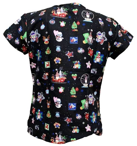 Women Halloween Christmas Medical Scrub Tops Countdown to Christmas 2XL - 第 3/3 張圖片