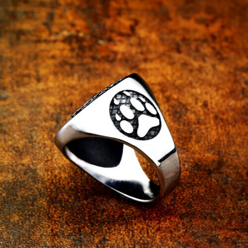 Men Retro Viking Nordic WarriorBear Paws Animal Totem Adventure Power Faith Ring - Picture 10 of 12