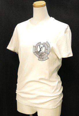 Auth LOUIS VUITTON Emblem Logo Embroidery White T Shirt Size: XS  
