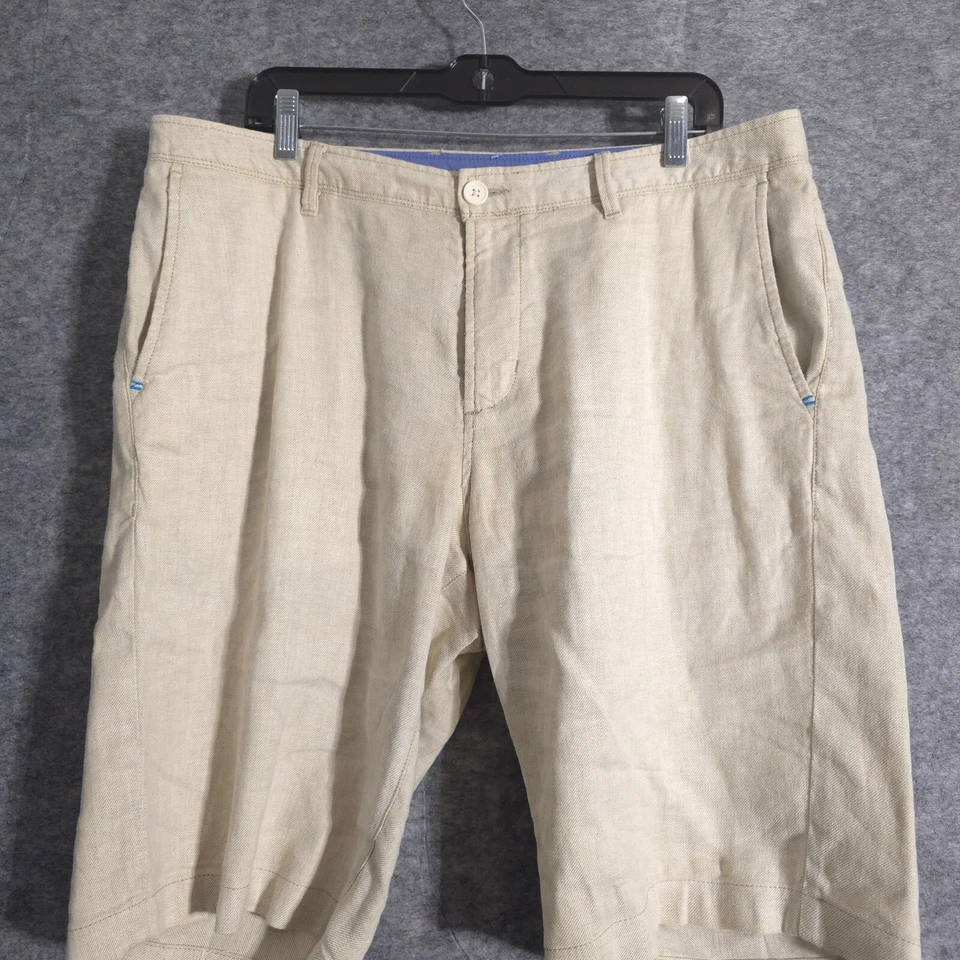 Tommy Bahama Pantalones Cortos Relax Para Hombre 35 Beige Chino Preppy 100% Lino A Rayas Foto 2 de 4
