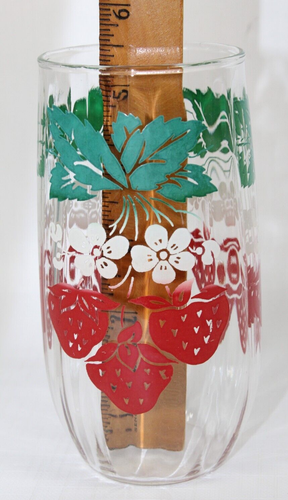 Vasos de beber vintage MCM rojo fresa vid hojas de flores blancas 1 - Imagen 6 de 13