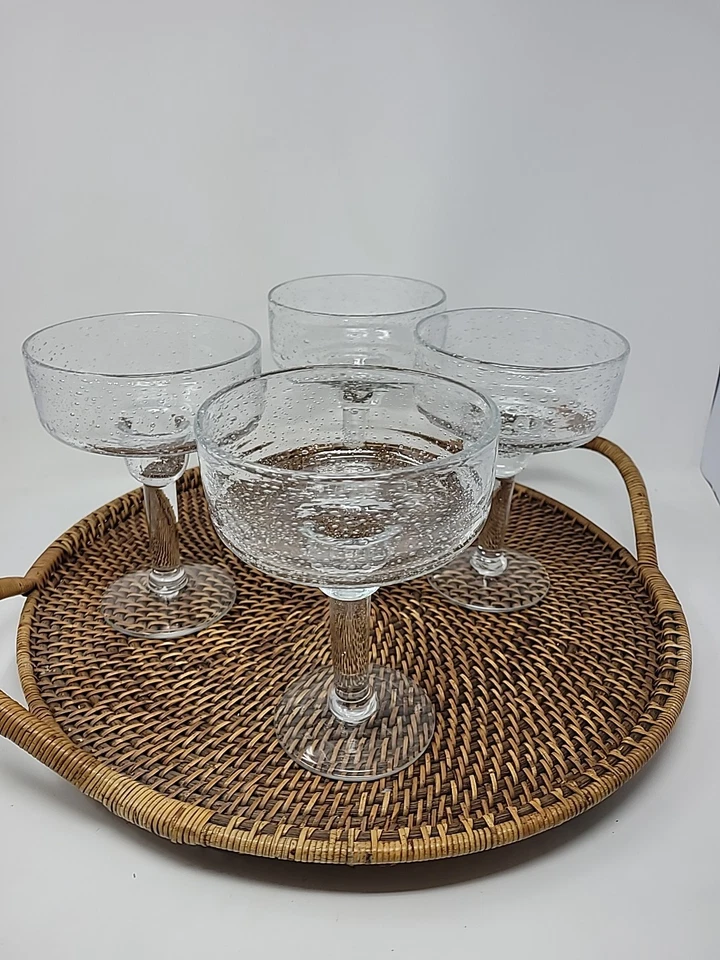 Artland Iris Hand Blown Clear Bubble Glass 16 oz Margarita Glasses Set of 4 EUC - Image 2 of 4