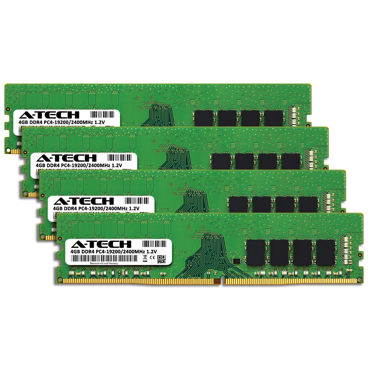 A-Tech 16GB 4x 4GB DDR4 2400 PC4-19200 Desktop 288-Pin DIMM Memory