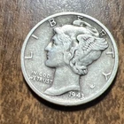 1943-D mercury dime US Actual Coin full date, words, rim and ax handle