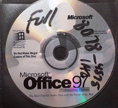 Microsoft Office 97 Professional Retail Full Version w/ 3 Key License for 3 PCs