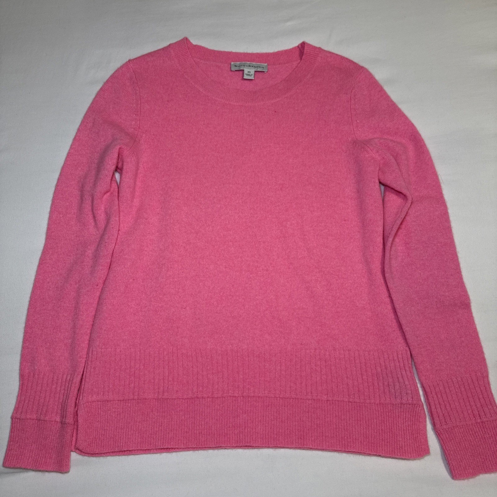 White + Warren 100% Cashmere Bright Pink Knit Sweater Womens XS Soft EUC