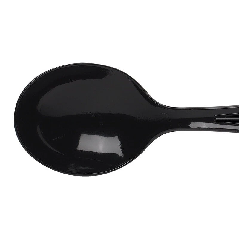 Heavyweight Disposable Plastic Soup Spoon 1000 Count Soup Chili Ice Cream Black - Image 3 of 4