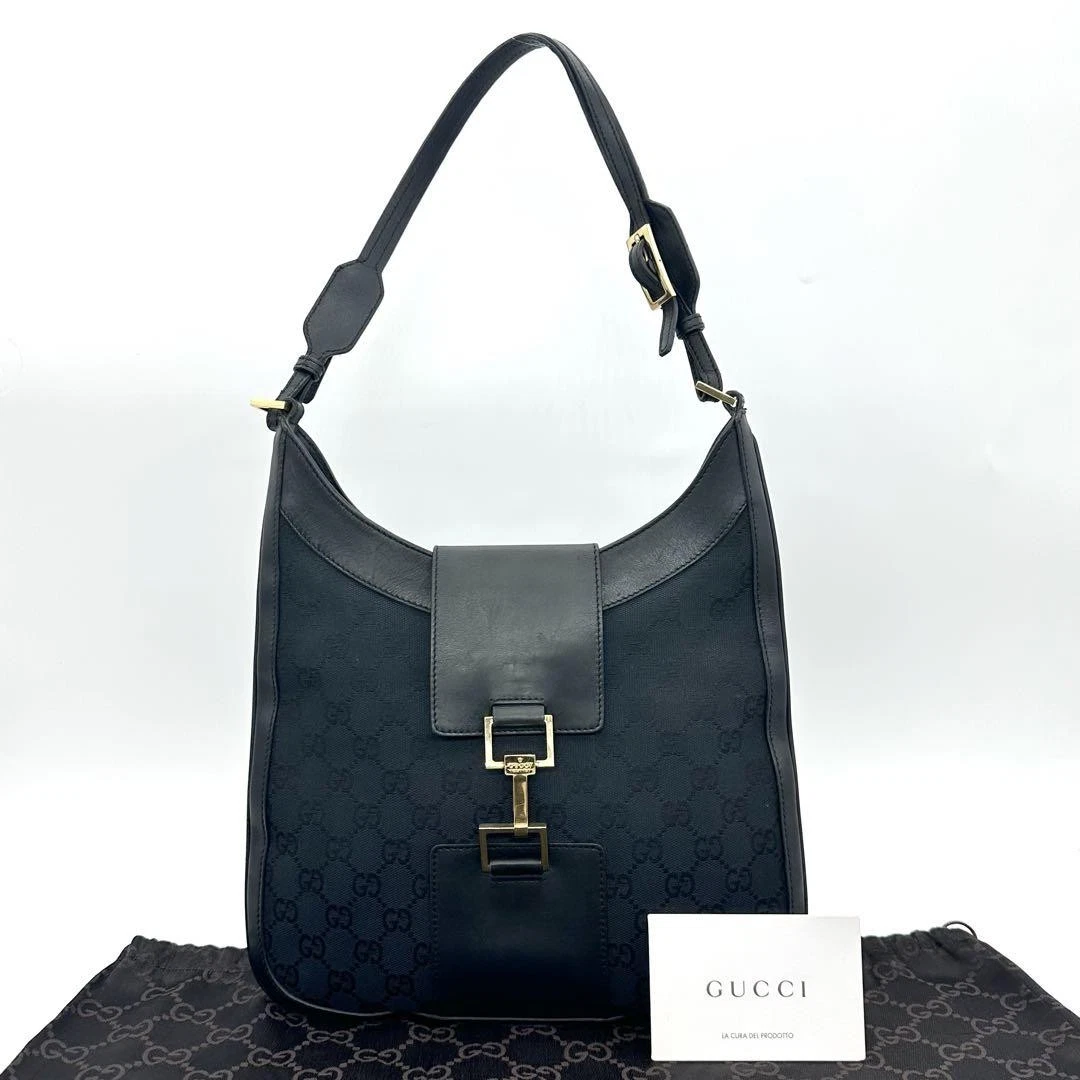 Sac à bandoulière GUCCI One GG toile cuir noir Jackie #PGGR2D