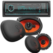 PL-40B Car Stereo Bluetooth USB/AM/FM Radio (No CD) & JBL Speakers 6x9" & 6.5"