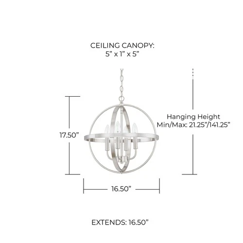 Capital Lighting 317541 4 Light 17"W Taper Candle Pendant - Picture 2 of 7